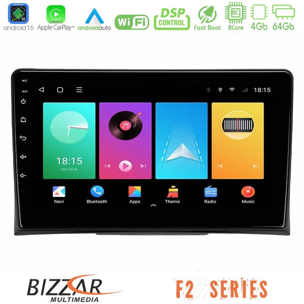 Bizzar F2 Series 8Core Android16 4+64GB VW Transporter 2003-2015 Navigation Multimedia Tablet 9"
