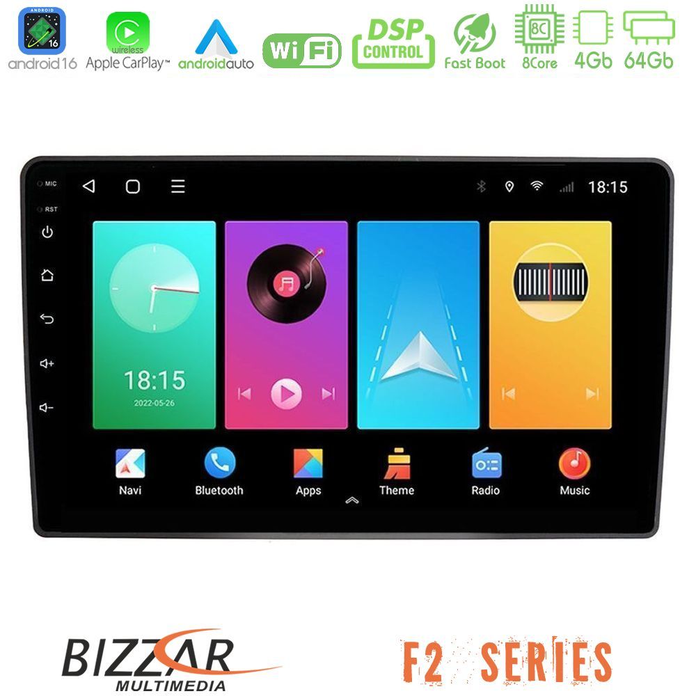 Bizzar F2 Series 8Core Android16 4+64GB  VW Passat Navigation Multimedia Tablet 9"