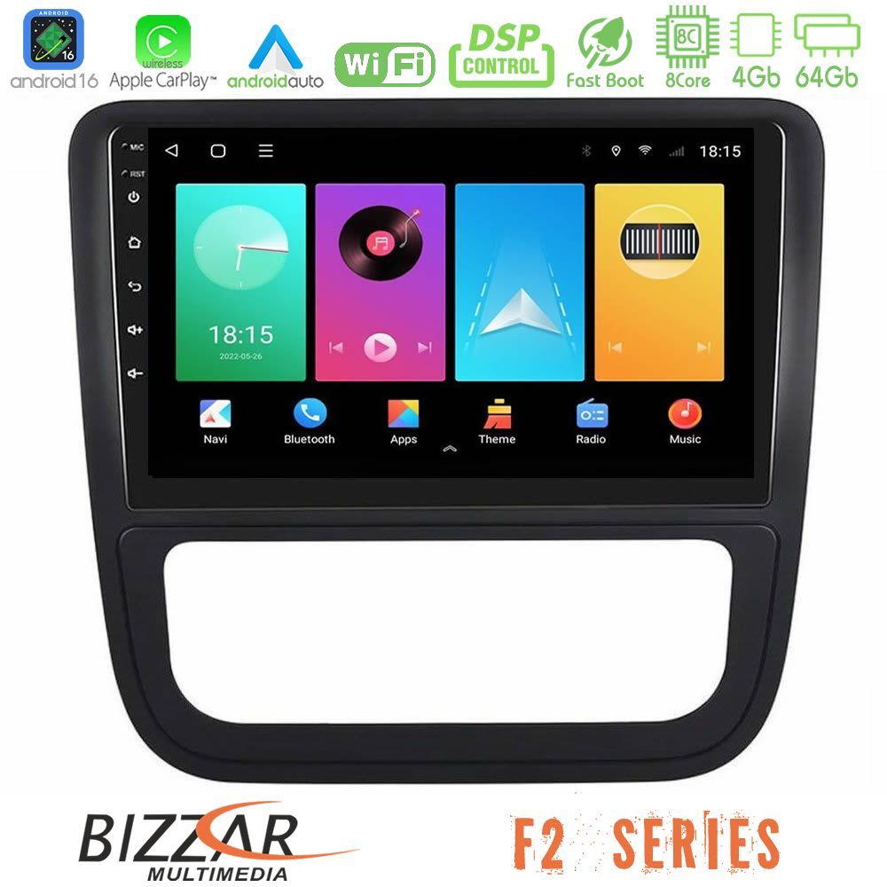Bizzar F2 Series 8Core Android16 4+64GB  VW Scirocco 2008-2014 Navigation Multimedia Tablet 9" (Μαύρο Χρώμα)