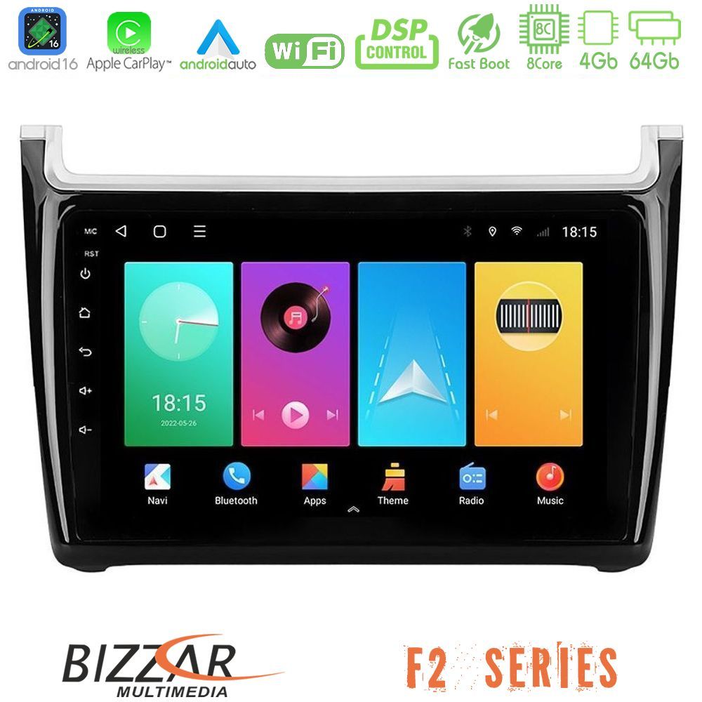 Bizzar F2 Series 8Core Android16 4+64GB  Vw Polo Navigation Multimedia Tablet 9"
