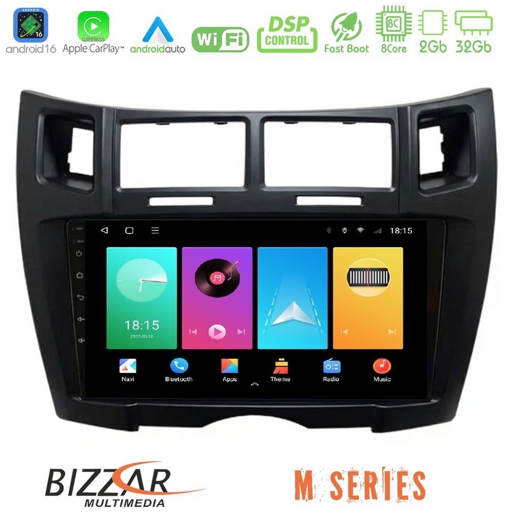 Bizzar M Series 8Core Android16 2+32GB  Toyota Yaris Navigation Multimedia Tablet 9" (Μαύρο Χρώμα)