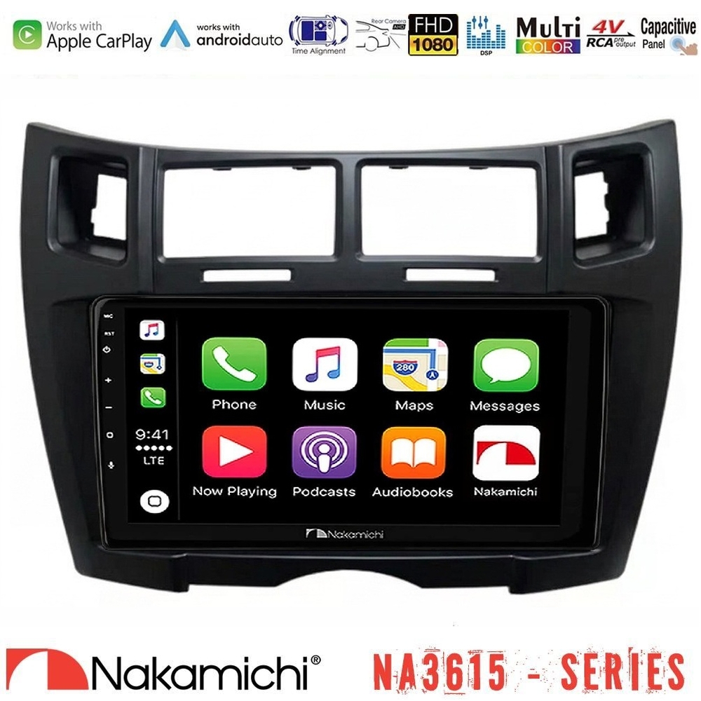 Nakamichi NA3615 Series Με Wireless Carplay & Android Auto Toyota Yaris Media Station Tablet 9" (Μαύρο Χρώμα)
