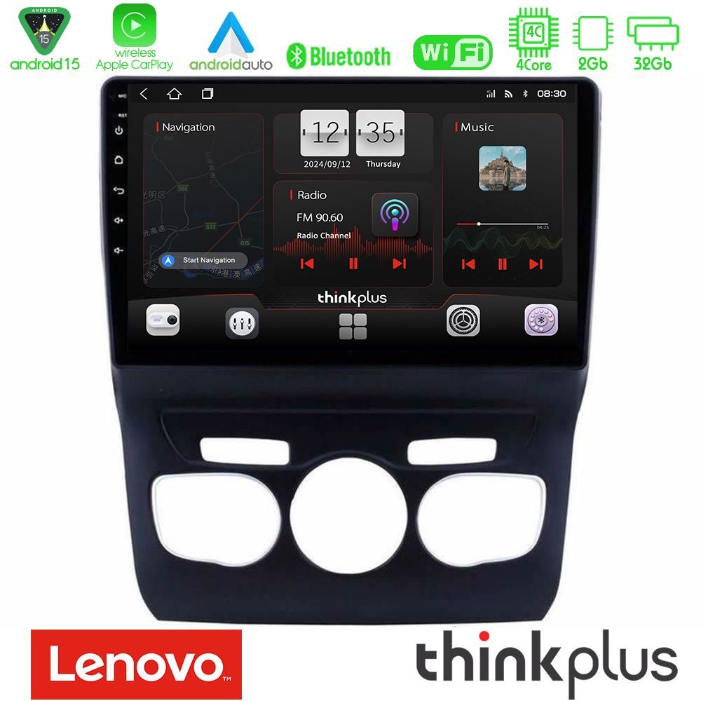 Lenovo Thinkplus Series 4Core Android15 2+32GB Citroen C4L Navigation Multimedia Tablet 10" Με Carplay & Android Auto