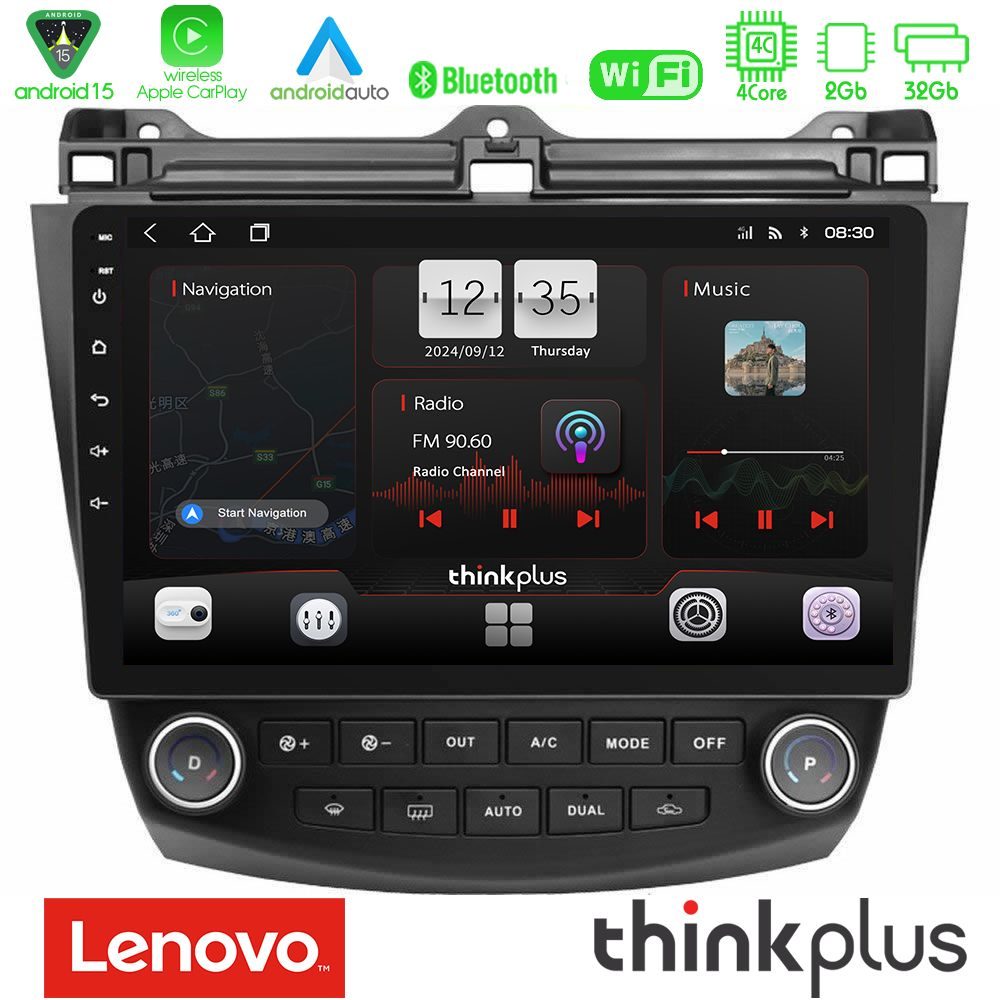 Lenovo Thinkplus Series 4Core Android15 2+32GB Honda Accord 2002-2008 Navigation Multimedia Tablet 10" Με Carplay & Android Auto