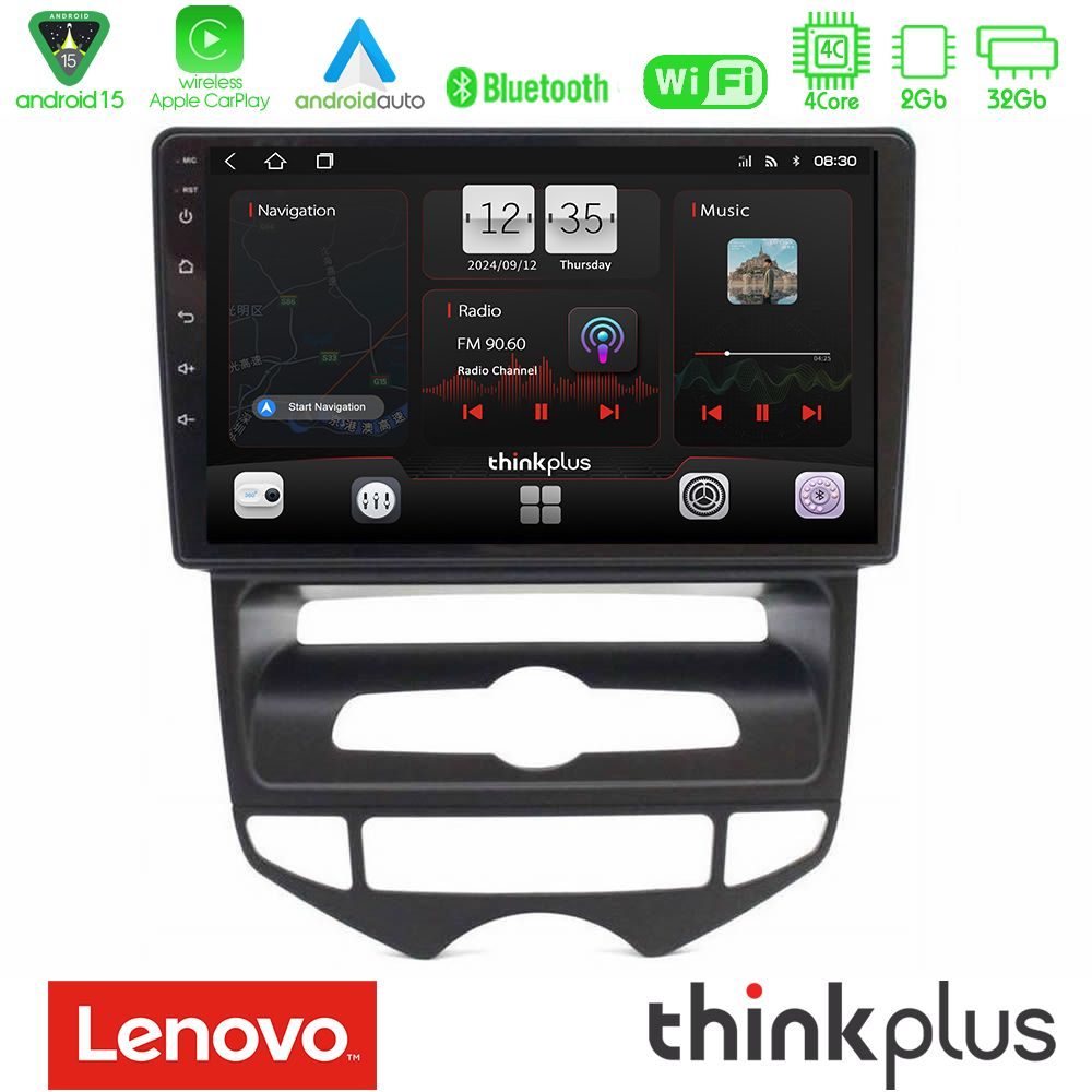 Lenovo Thinkplus Series 4Core Android15 2+32GB Hyundai ix20 2010-2020 (AUTO A/C) Navigation Multimedia Tablet 10" Με Carplay & Android Auto