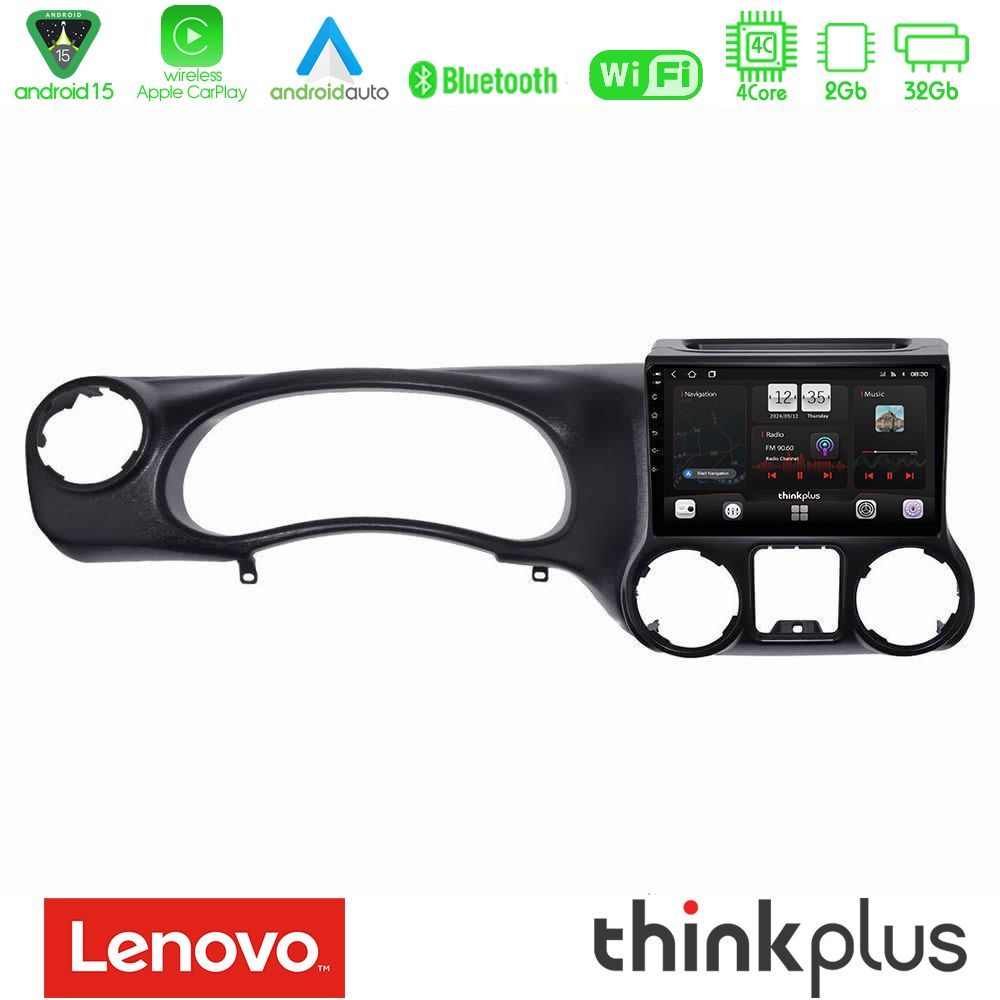 Lenovo Thinkplus Series 4Core Android15 2+32GB  Jeep Wrangler 2011-2014 Navigation Multimedia Tablet 10" Με Carplay & Android Auto