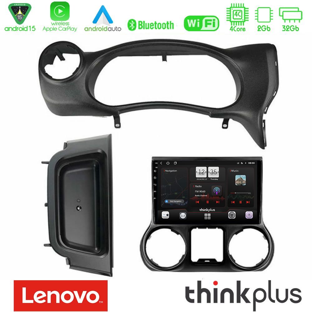 Lenovo Thinkplus Series 4Core Android15 2+32GB  Jeep Wrangler 2014-2017 Navigation Multimedia Tablet 10" Με Carplay & Android Auto