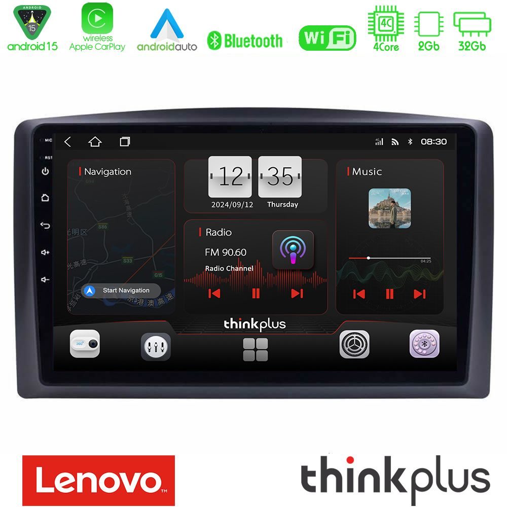 Lenovo Thinkplus Series 4Core Android15 2+32GB Mercedes Vito 2015-2021 Navigation Multimedia Tablet 10" Με Carplay & Android Auto