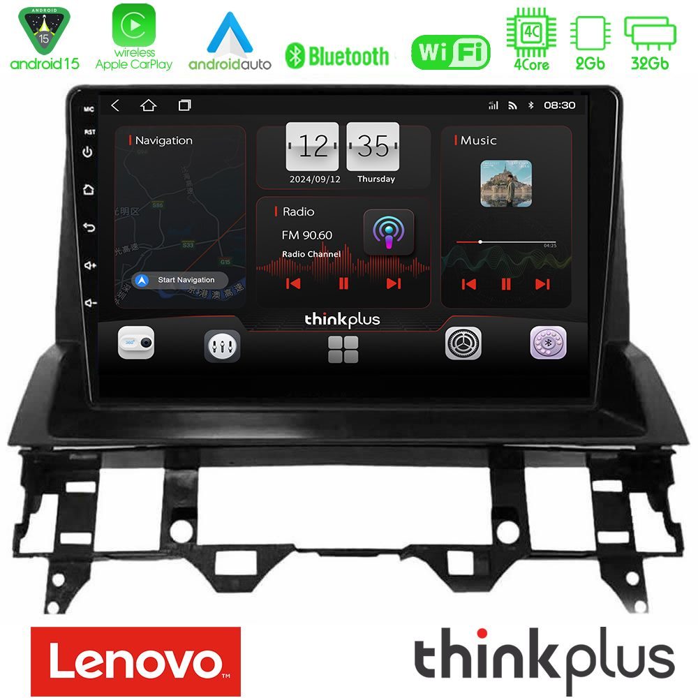 Lenovo Thinkplus Series 4Core Android15 2+32GB Mazda6 2002-2006 Navigation Multimedia Tablet 10" Με Carplay & Android Auto