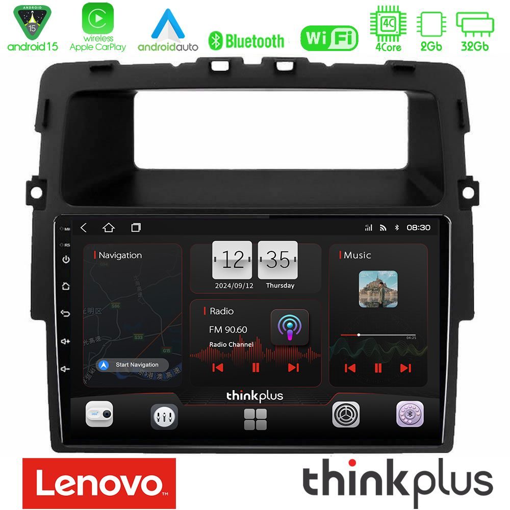 Lenovo Thinkplus Series 4Core Android15 2+32GB Renault/Nissan/Opel Navigation Multimedia Tablet 10" Με Carplay & Android Auto