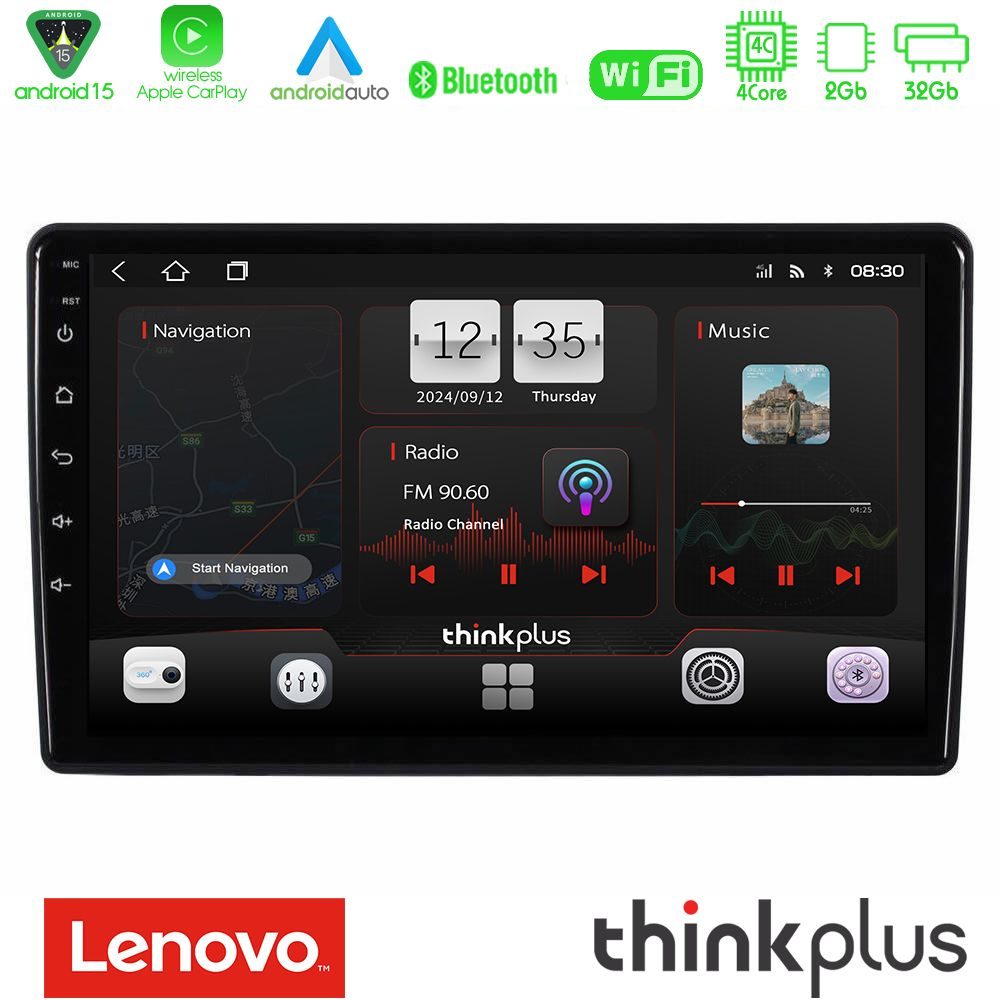 Lenovo Thinkplus Series 4Core Android15 2+32GB Opel Combo/Vectra /Vivaro/Agila Navigation Multimedia Tablet 10" Με Carplay & Android Auto