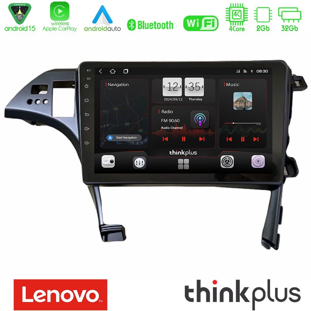 Lenovo Thinkplus Series 4Core Android15 2+32GB Toyota Prius 2010-2015 Navigation Multimedia Tablet 10" Με Carplay & Android Auto
