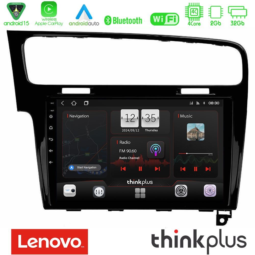 Lenovo Thinkplus Series 4Core Android15 2+32GB  VW GOLF 7 Navigation Multimedia Tablet 10" Με Carplay & Android Auto