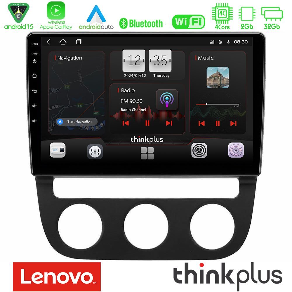 Lenovo Thinkplus Series 4Core Android15 2+32GB VW Jetta Navigation Multimedia Tablet 10" Με Carplay & Android Auto