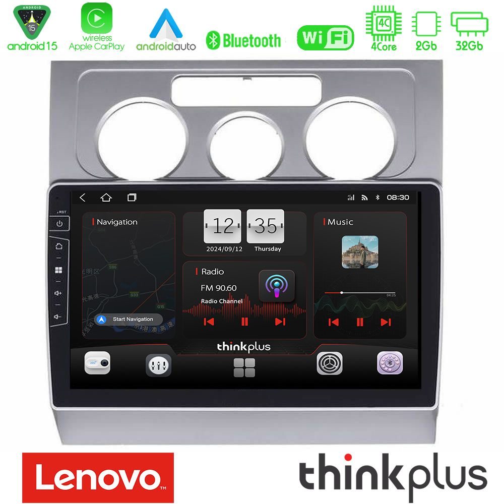 Lenovo Thinkplus Series 4Core Android15 2+32GB VW Touran 2003-2011 Navigation Multimedia Tablet 10" Με Carplay & Android Auto