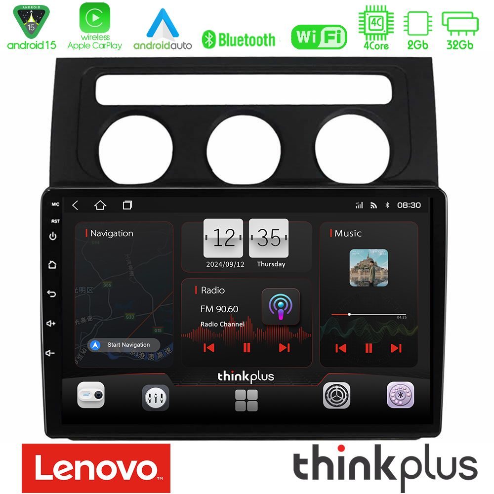 Lenovo Thinkplus Series 4Core Android15 2+32GB VW Touran 2003-2011 Navigation Multimedia Tablet 10" Με Carplay & Android Auto
