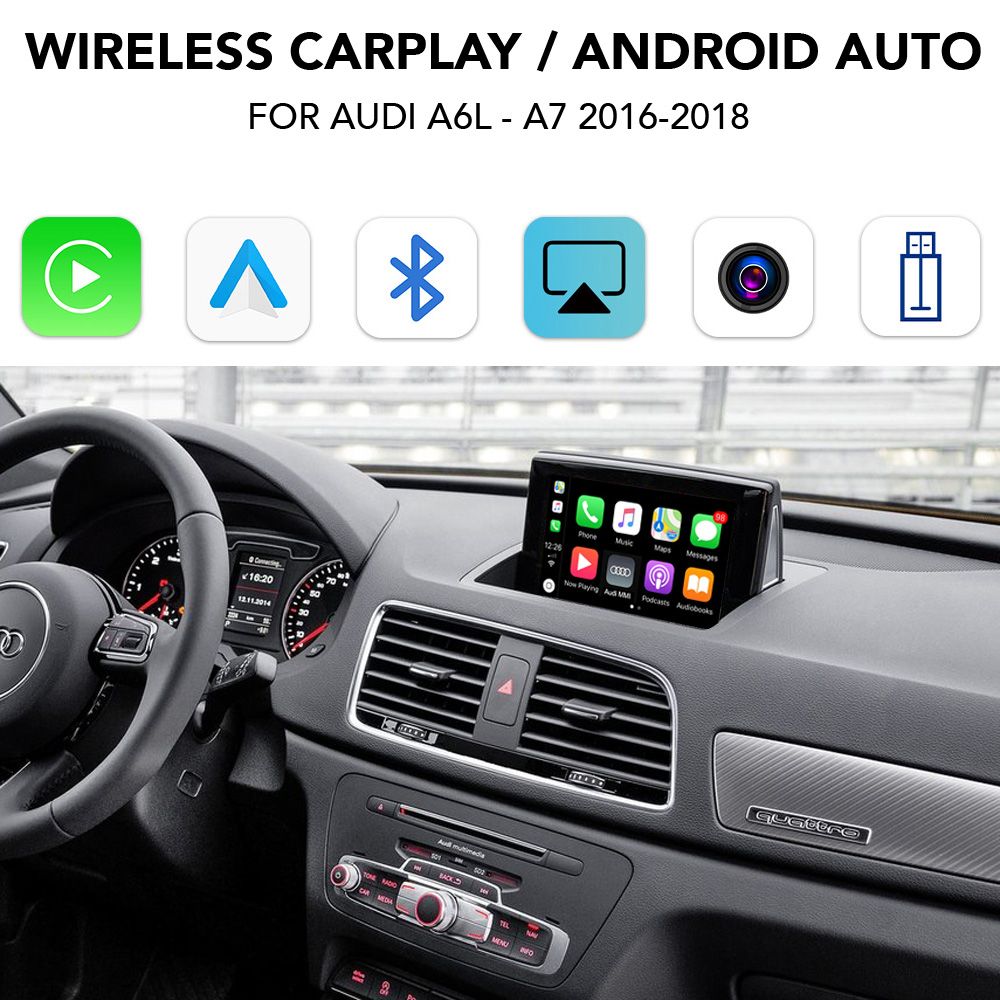 LENOVO LTP AD 3401 CPAA (WIRELESS CARPLAY / ANDROID AUTO BOX with 2 CAMERA IN for AUDI A6L - A7 mod. 2012-2018 with MMI 3G-RMC)