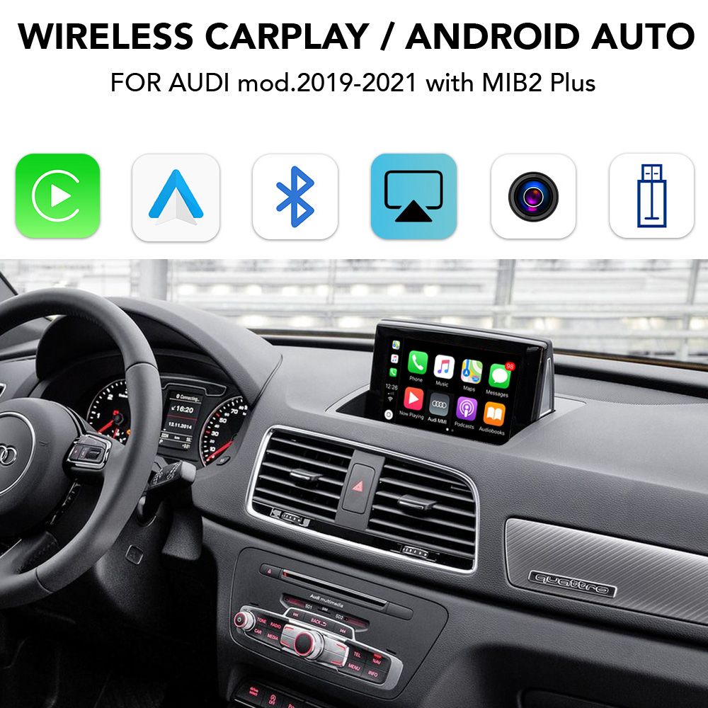 LENOVO LTP AD 9014F CPAA (WIRELESS CARPLAY / ANDROID AUTO BOX with 2 CAMERA IN for AUDI A1 - Q3 mod. 2019-2021 with MIB2 Plus - 8.8'' screen)