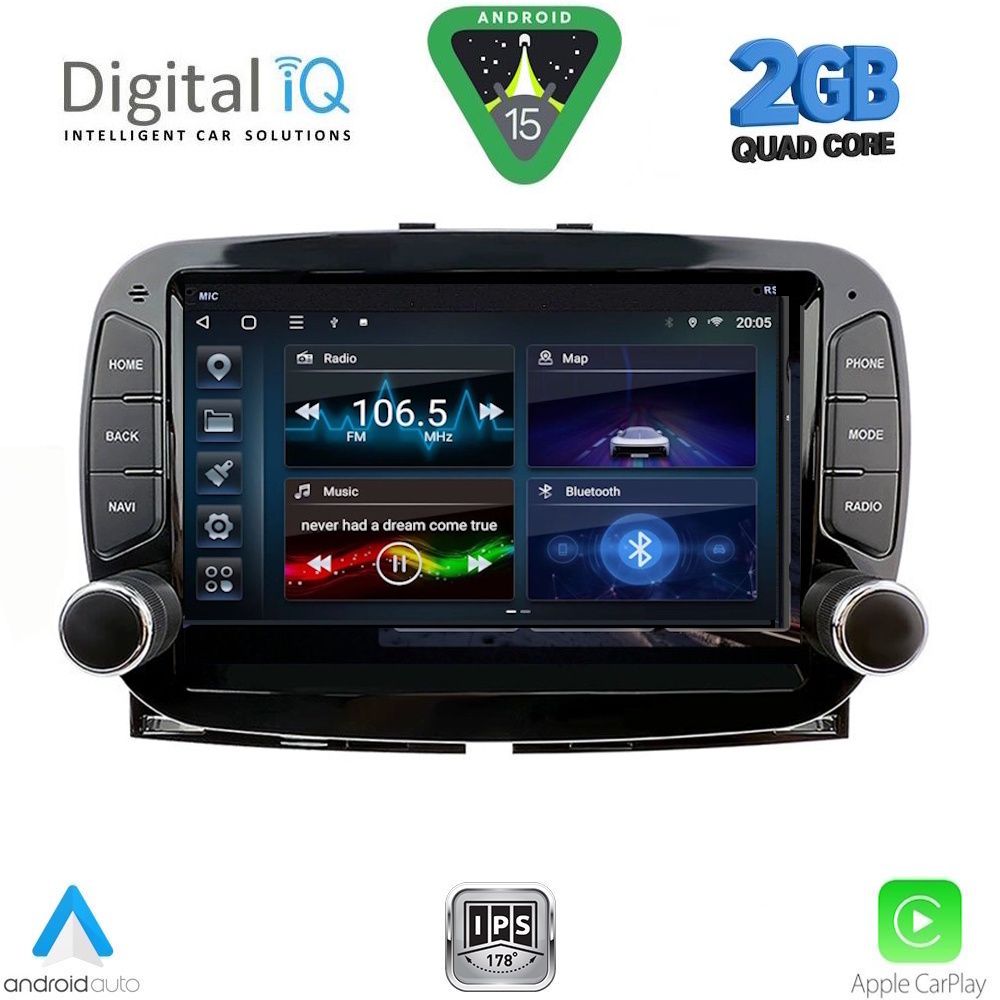 DIGITAL IQ BLD 298_CPA (7" DECK) MULTIMEDIA SYSTEM for FIAT 500 mod. 2016-2025