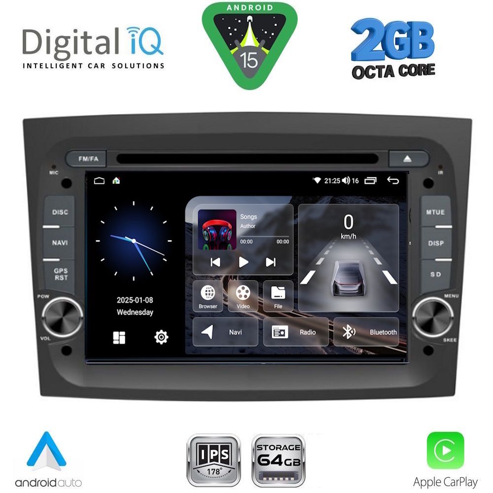 DIGITAL IQ BLE 338_CPA (7" DECK) MULTIMEDIA SYSTEM for FIAT DOBLO mod. 2015-2022 - OPEL COMBO mod. 2015-2018