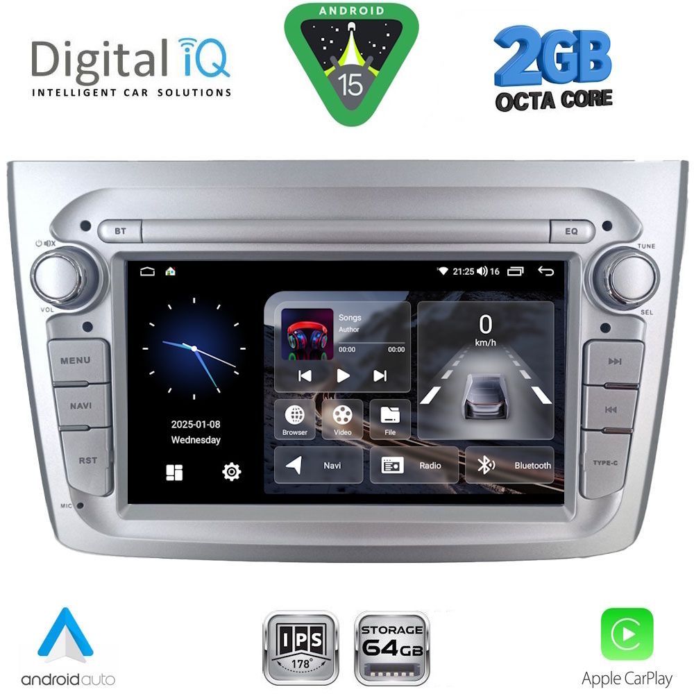 DIGITAL IQ BLE 357SL_CPA (7" DECK) MULTIMEDIA SYSTEM for ALFA ROMEO MITO mod. 2008-2018 (SILVER)