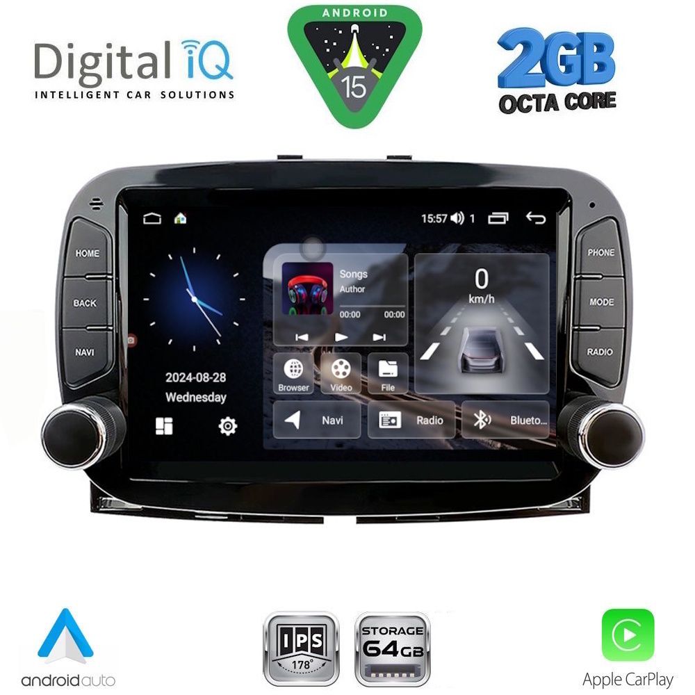 DIGITAL IQ BLE 398_CPA (7" DECK) MULTIMEDIA SYSTEM for FIAT 500 mod. 2016-2025