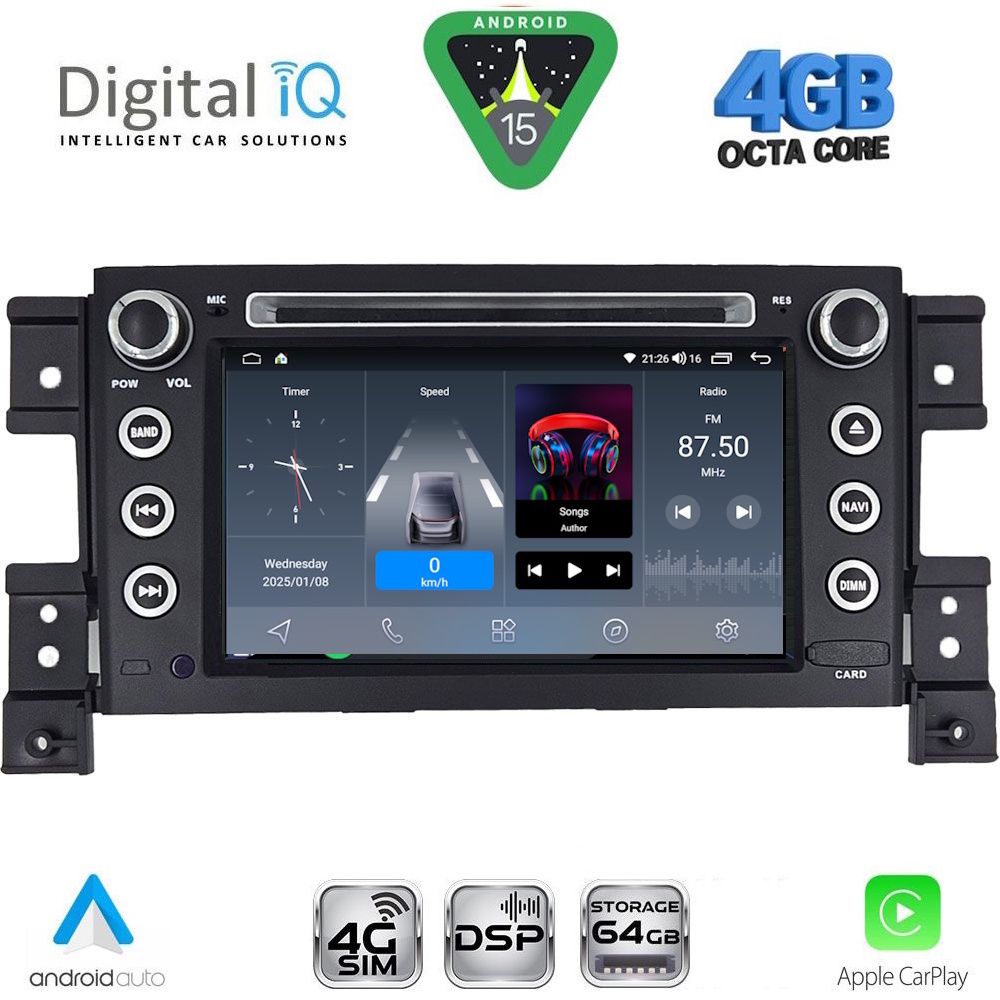 DIGITAL IQ BLG 454_CPA (7" DECK) MULTIMEDIA SYSTEM for SUZUKI GRAND VITARA mod. 2005-2015