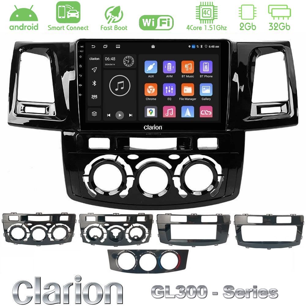 Clarion GL300 Series 4Core Android ClarionOS 2+32GB Toyota Hilux 2007-2016 Navigation Multimedia Tablet 9" Με Carplay & Android Auto