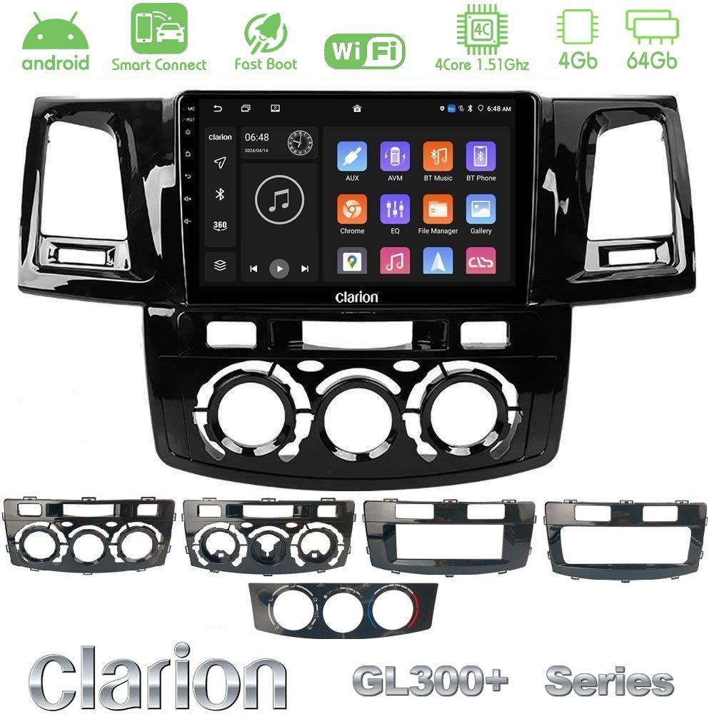 Clarion GL300+ Series 4Core Android ClarionOS 4+64GB Toyota Hilux 2007-2016 Navigation Multimedia Tablet 9"