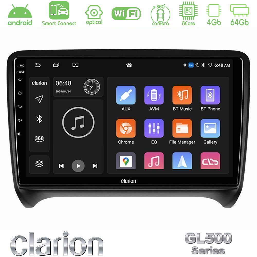 Clarion GL500 Series 8Core Android ClarionOS 4+64GB Audi TT B7 Navigation Multimedia Tablet 9"