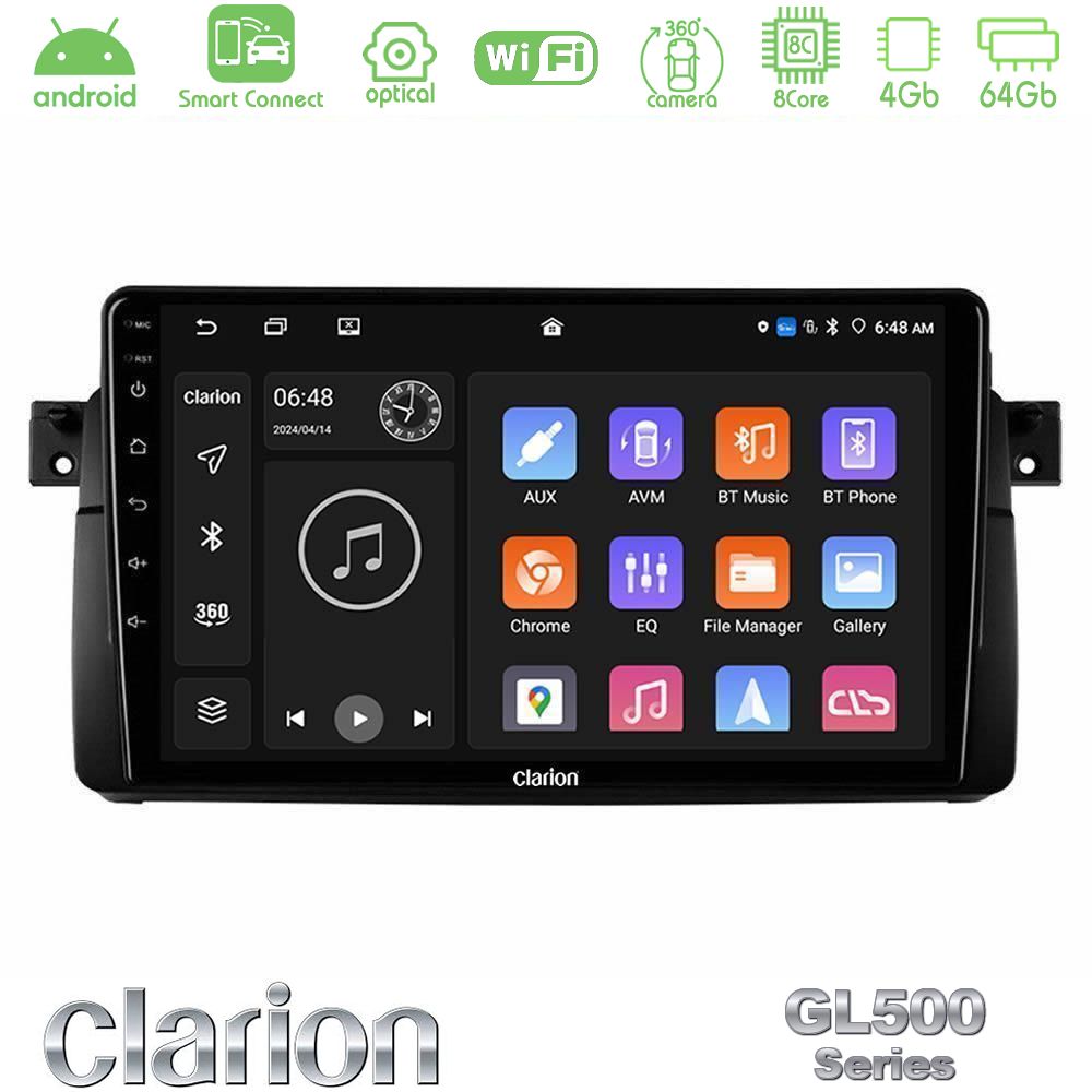 Clarion GL500 Series 8Core Android ClarionOS 4+64GB BMW E46 Navigation Multimedia Tablet 9"