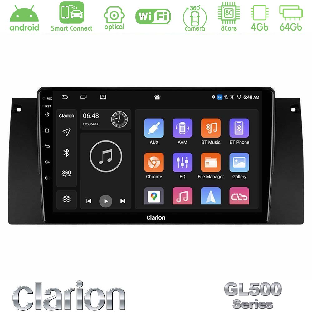Clarion GL500 Series 8Core Android ClarionOS 4+64GB  BMW 5 Series  (E39) / X5 (E53) Navigation Multimedia Tablet 9"
