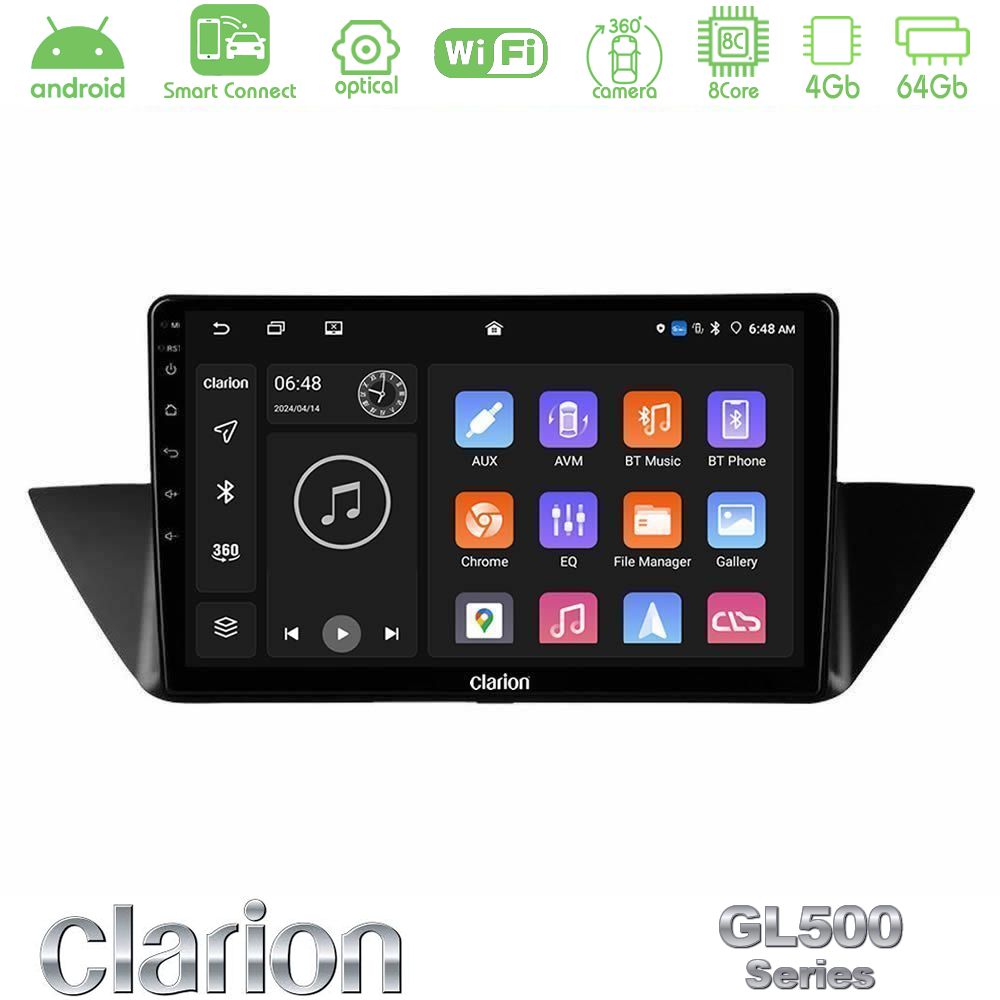 Clarion GL500 Series 8Core Android ClarionOS 4+64GB BMW Χ1 E84 Navigation Multimedia Tablet 10"