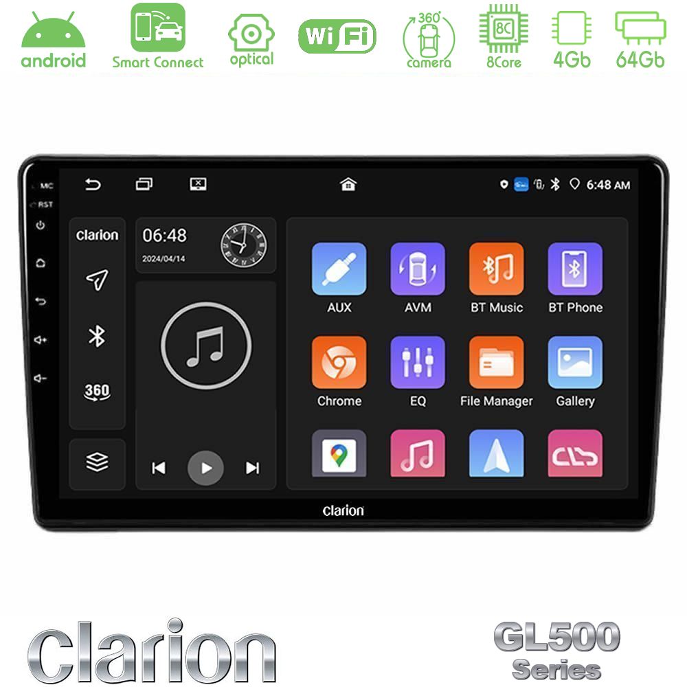 Clarion GL500 Series 8Core Android ClarionOS 4+64GB Peugeot Partner / Citroën Berlingo 2008-2018 Navigation Multimedia Tablet 9"