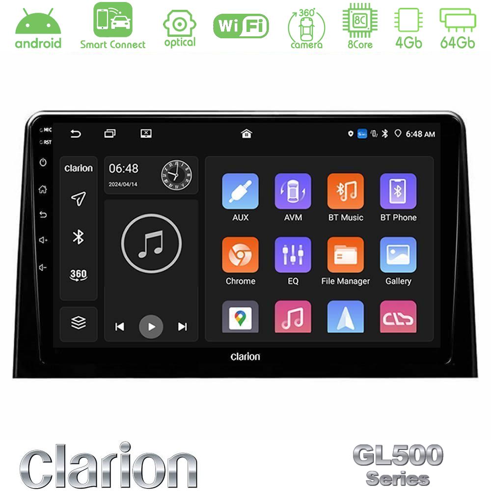 Clarion GL500 Series 8Core Android ClarionOS 4+64GB Peugeot Partner / Citroën Berlingo 2020-> Navigation Multimedia Tablet 10"