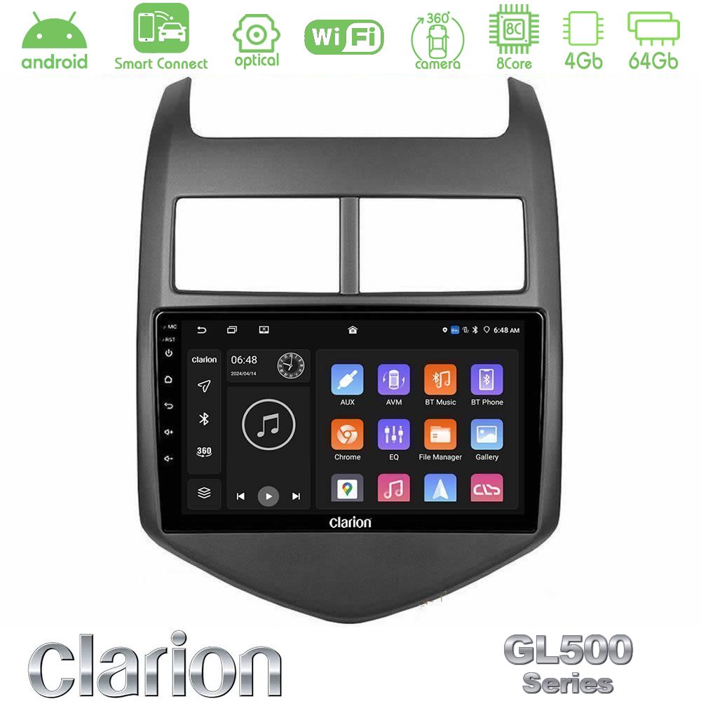 Clarion GL500 Series 8Core Android ClarionOS 4+64GB  Chevrolet Aveo 2011-2017 Navigation Multimedia Tablet 9"