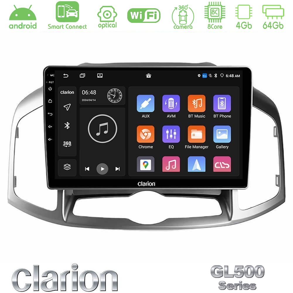 Clarion GL500 Series 8Core Android ClarionOS 4+64GB Chevrolet Captiva 2012-2016 Navigation Multimedia Tablet 9"