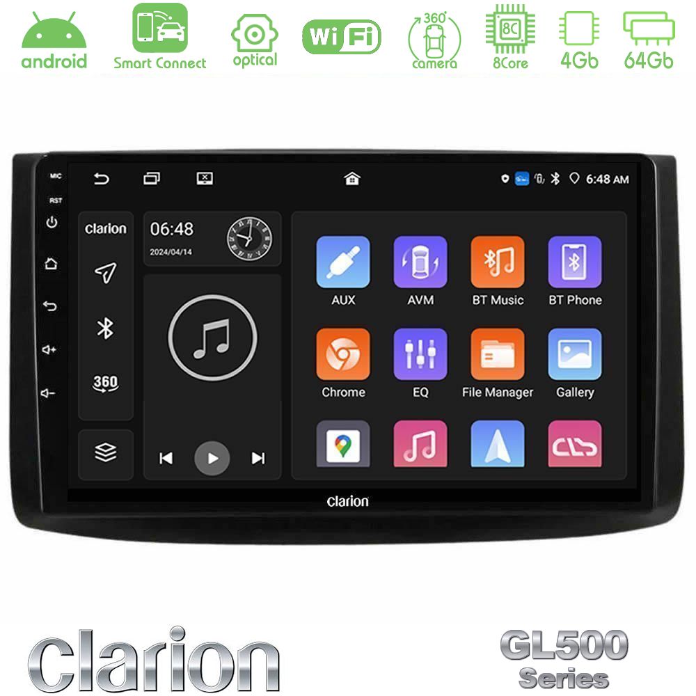 Clarion GL500 Series 8Core Android ClarionOS 4+64GB  Chevrolet Aveo 2006-2010 Navigation Multimedia Tablet 9"