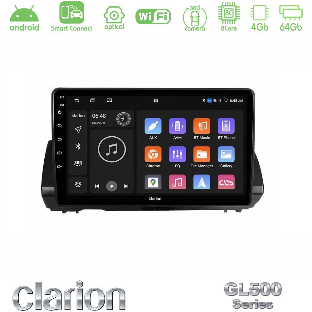 Clarion GL500 Series 8Core Android ClarionOS 4+64GB Dacia Sandero/Logan/Jogger 2022-> Navigation Multimedia Tablet 9"