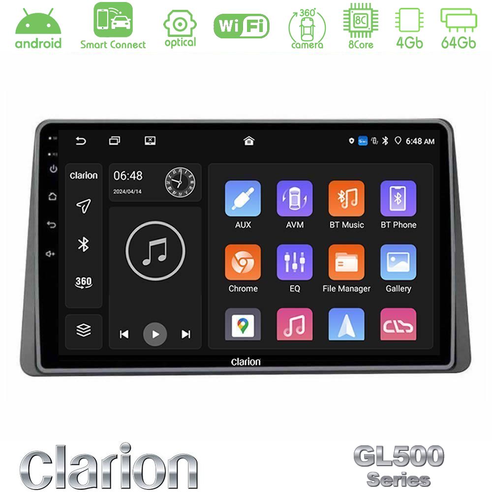 Clarion GL500 Series 8Core Android ClarionOS 4+64GB Dacia Duster 2023-2024 Navigation Multimedia Tablet 10"