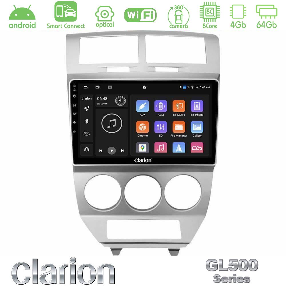 Clarion GL500 Series 8Core Android ClarionOS 4+64GB Dodge Caliber 2006-2011 Navigation Multimedia Tablet 10"