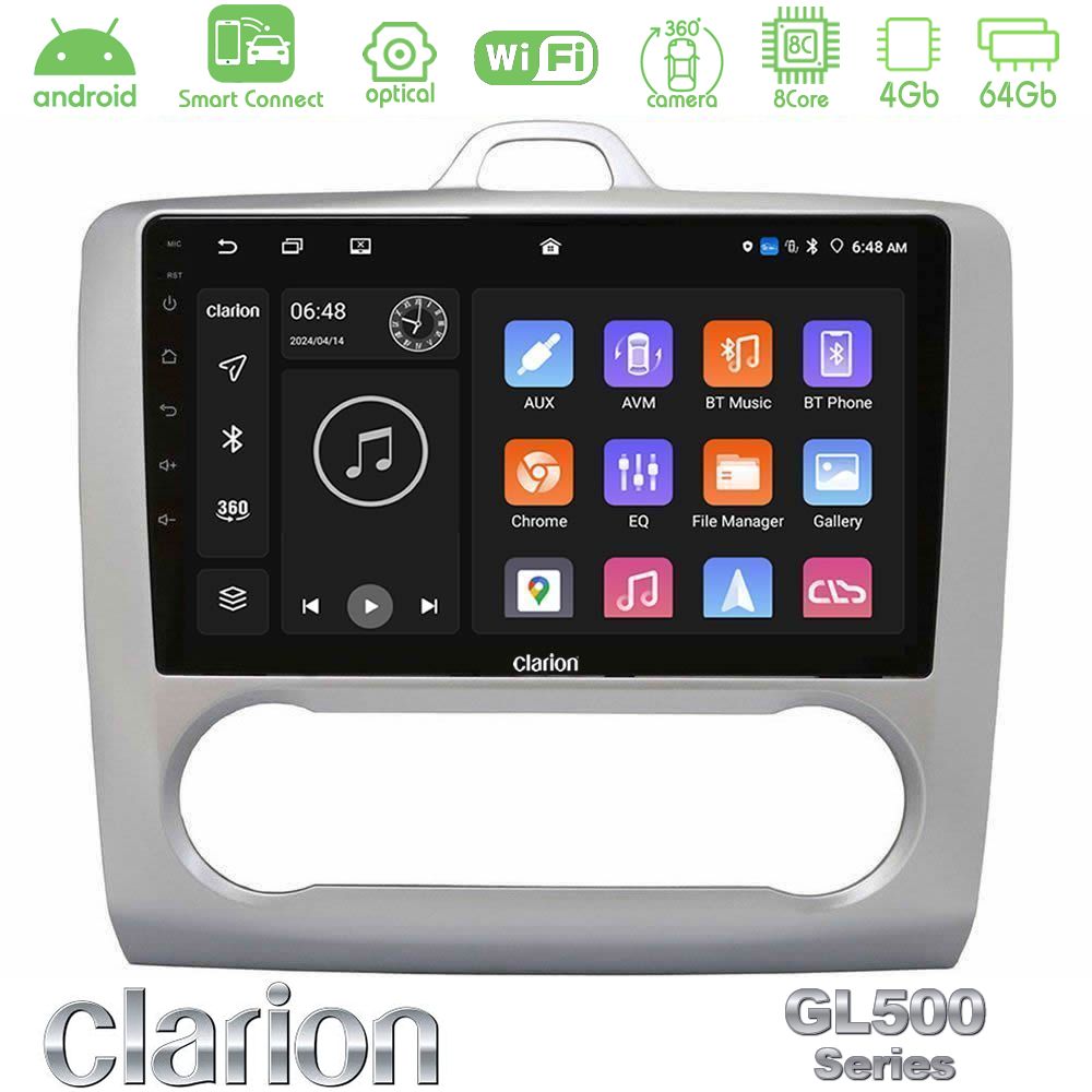 Clarion GL500 Series 8Core Android ClarionOS 4+64GB Ford Focus Auto AC Navigation Multimedia Tablet 9"