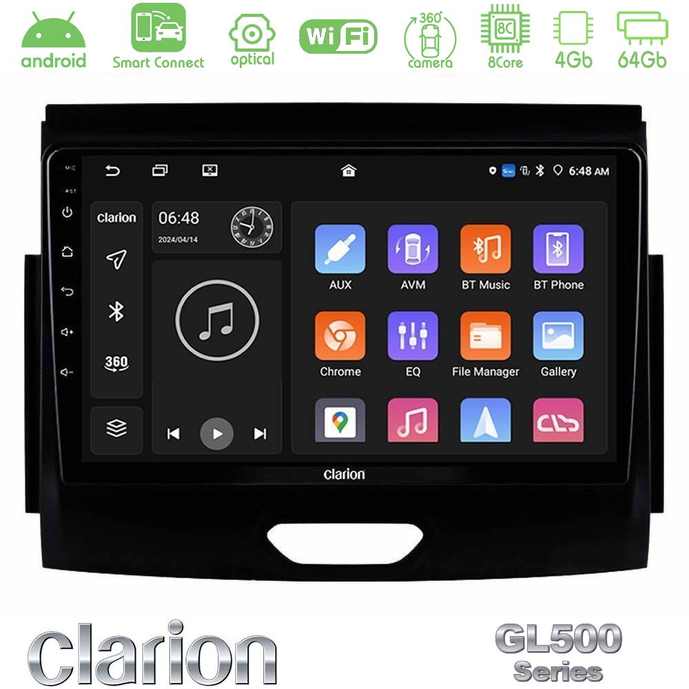 Clarion GL500 Series 8Core Android ClarionOS 4+64GB Ford Ranger 2017-2022 Navigation Multimedia Tablet 9"