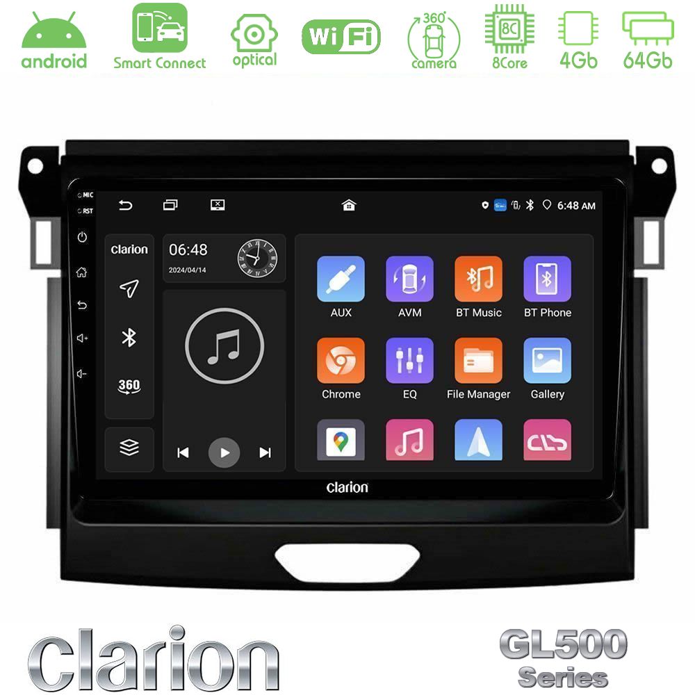 Clarion GL500 Series 8Core Android ClarionOS 4+64GB Ford Ranger 2017-2022 Navigation Multimedia Tablet 9"