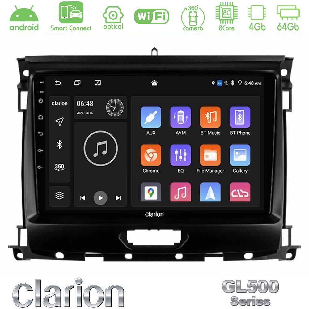Clarion GL500 Series 8Core Android ClarionOS 4+64GB Ford Ranger 2017-2022 Navigation Multimedia Tablet 9"
