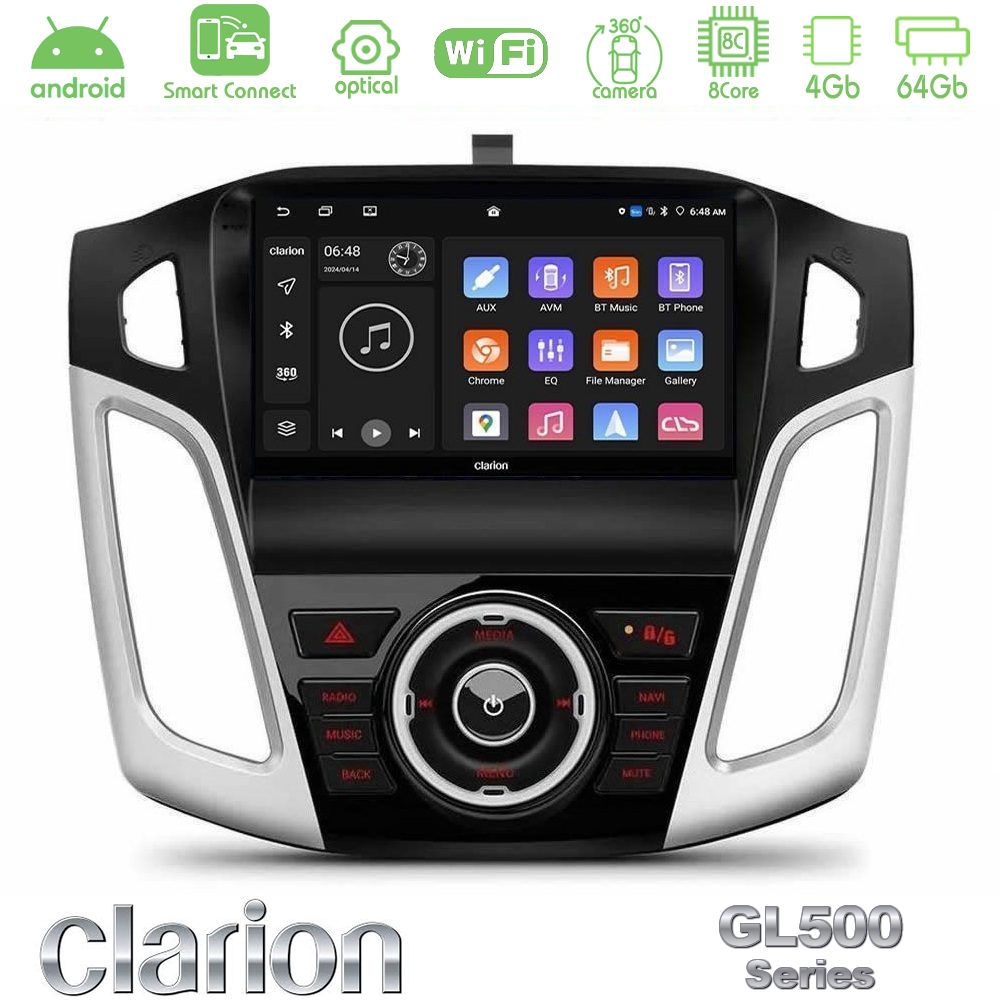 Clarion GL500 Series 8Core Android ClarionOS 4+64GB Ford Focus 2012-2018 Navigation Multimedia Tablet 9"