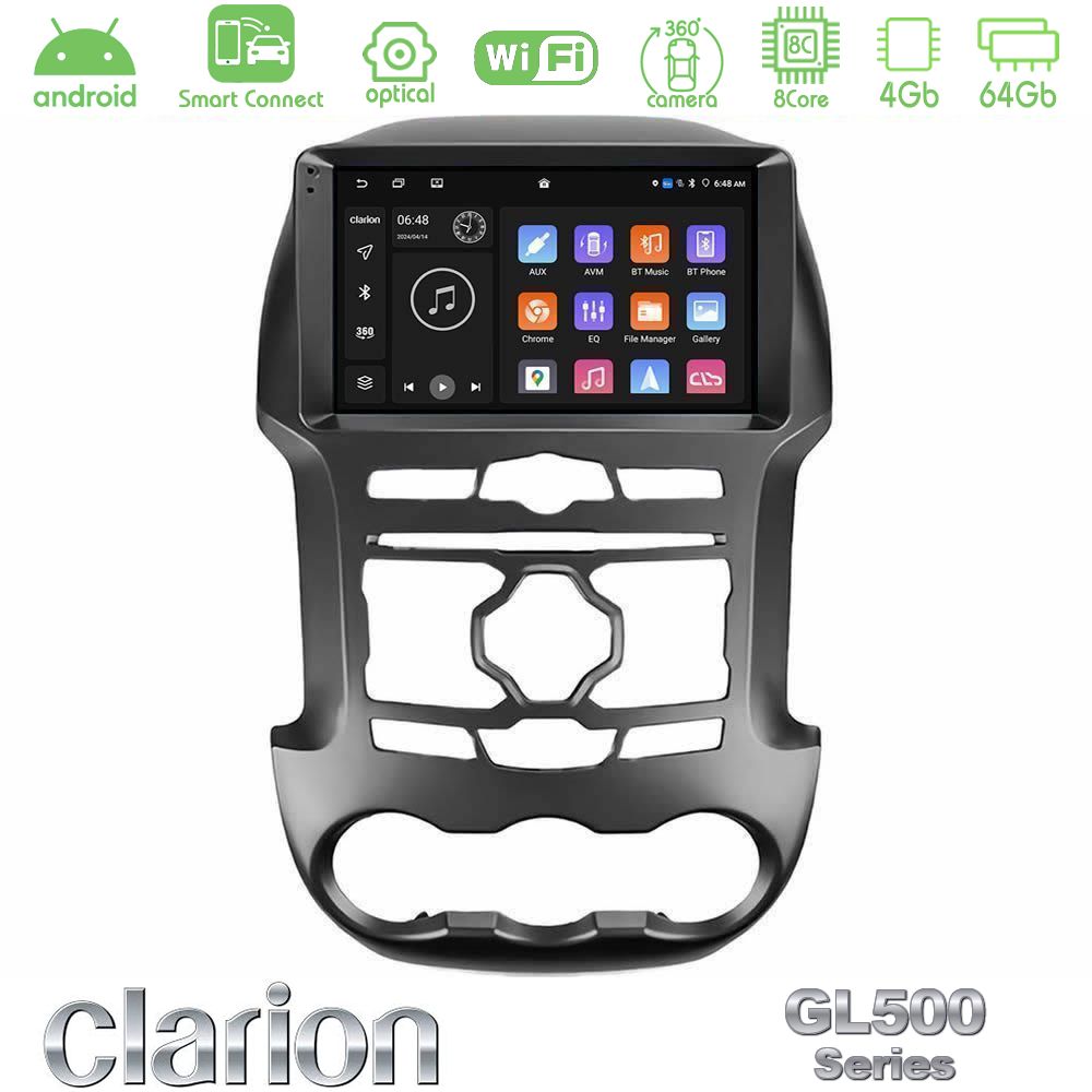 Clarion GL500 Series 8Core Android ClarionOS 4+64GB Ford Ranger 2012-2016 Navigation Multimedia Tablet 9"