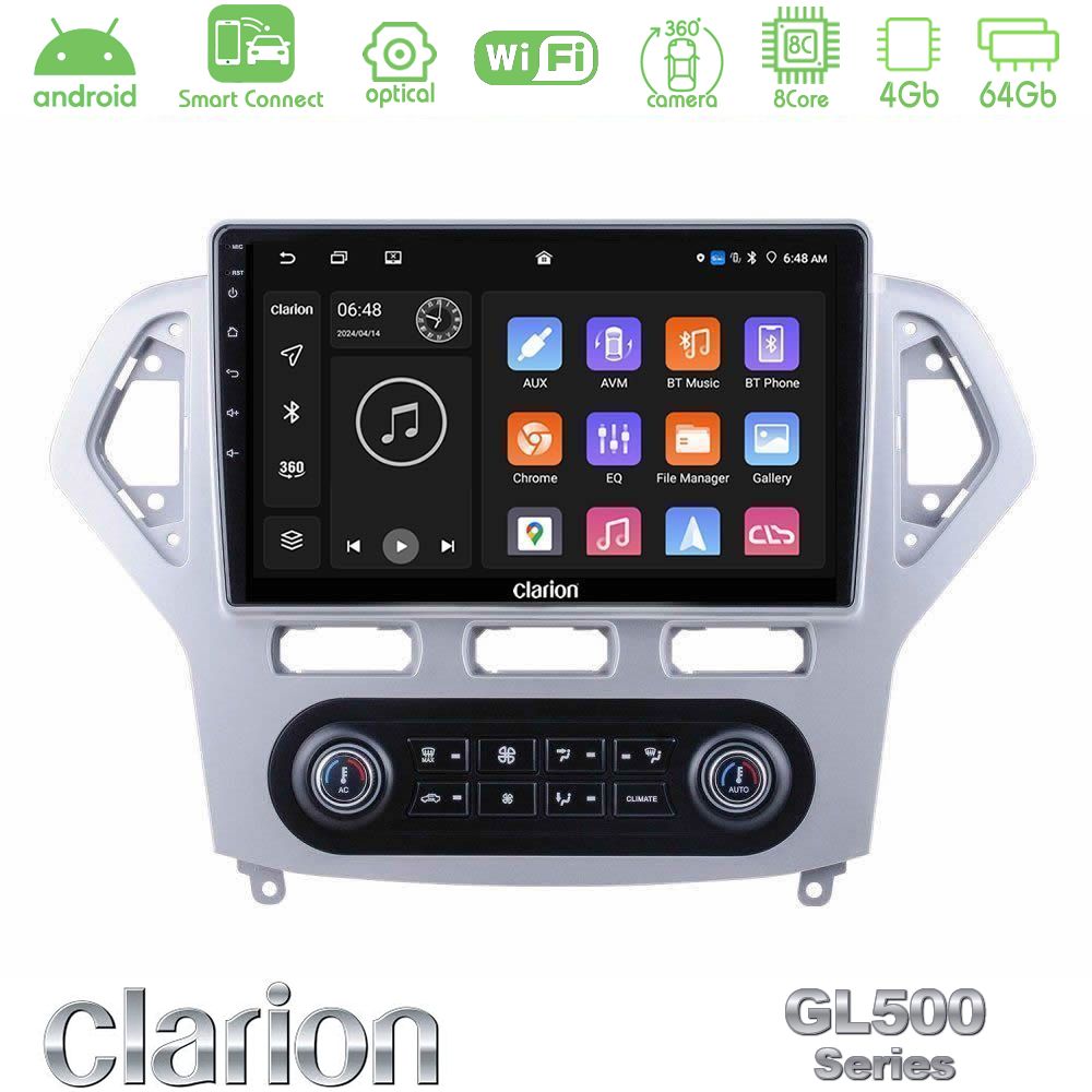 Clarion GL500 Series 8Core Android ClarionOS 4+64GB Ford Mondeo 2007-2011 (Auto A/C) Navigation Multimedia Tablet 10"