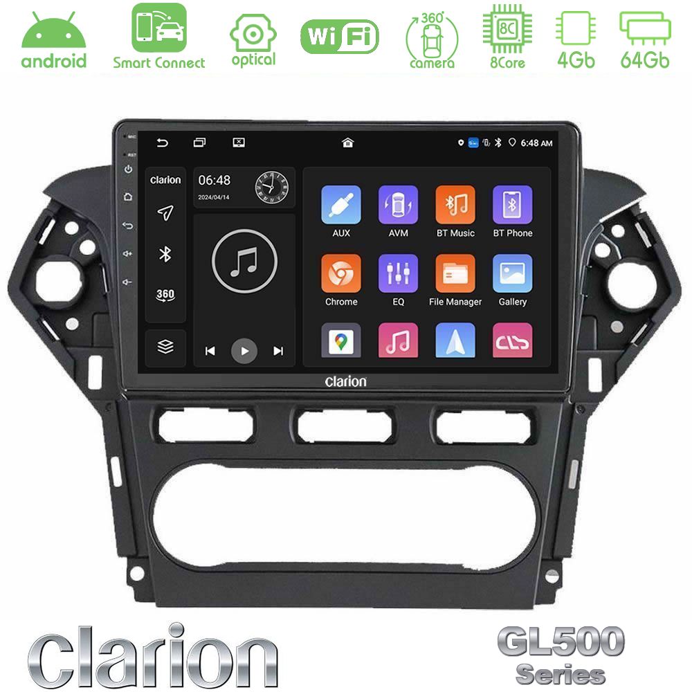 Clarion GL500 Series 8Core Android ClarionOS 4+64GB Ford Mondeo 2011-2014 Navigation Multimedia Tablet 10"