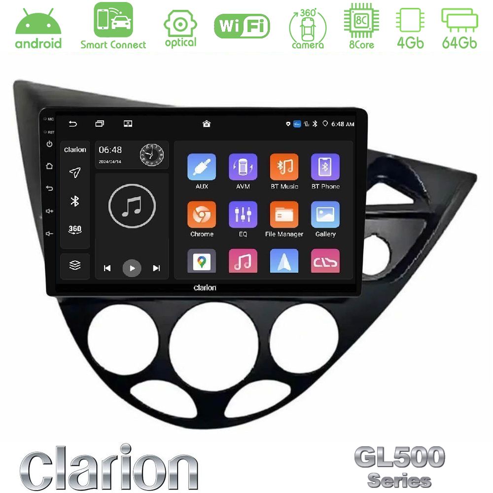 Clarion GL500 Series 8Core Android ClarionOS 4+64GB Ford Focus 1999-2004 (RHD) Navigation Multimedia Tablet 9"